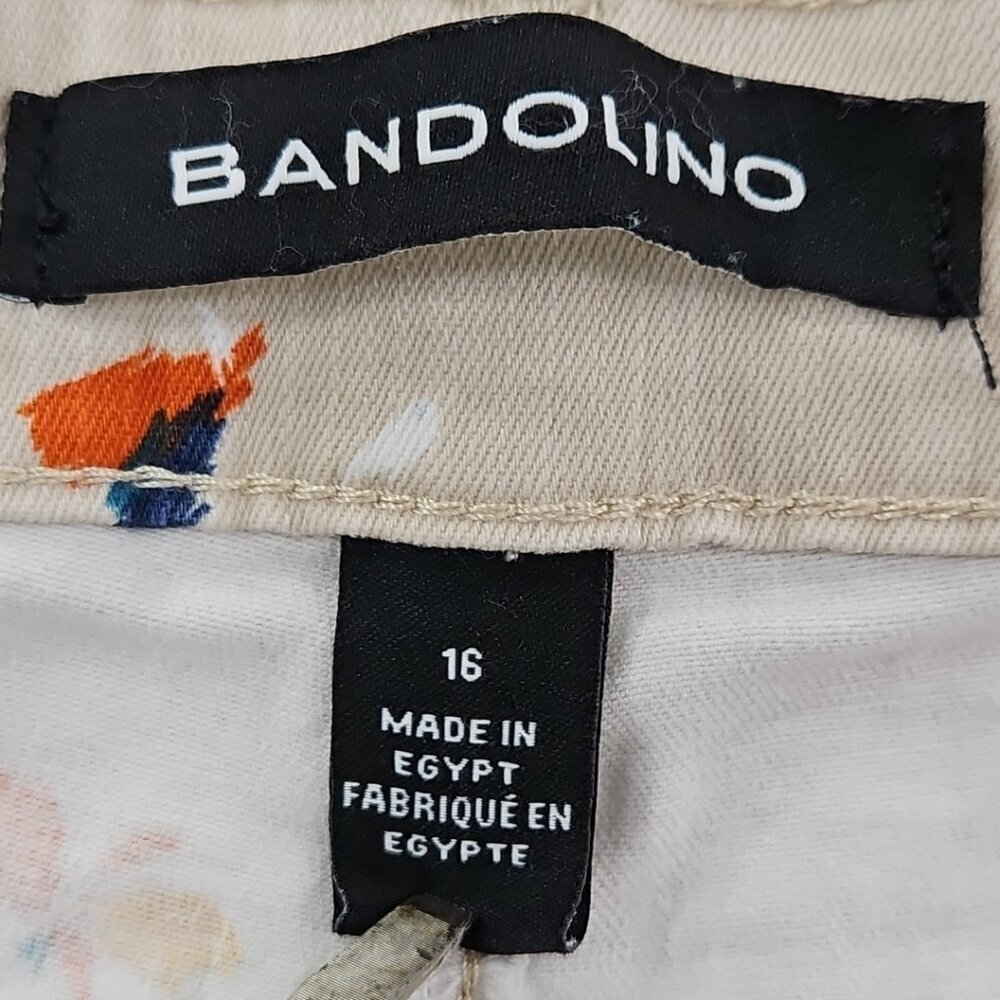 Bandolino Mandie Capri Pants Women's 16 Tan Floral AOP Straight Leg Cuffed EUC - Picture 15 of 16